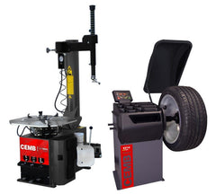 CEMB SM825EVO Swing Arm Tire Changer + EZ10 3D Data Entry Wheel Balancer Combo
