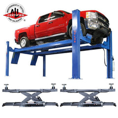 Atlas Platinum PVL14OF-EXT ALI Open Front Four Post Alignment Lift + RJ7 Rolling Jacks Combo