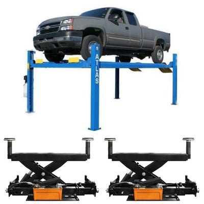 Atlas 412 Four Post Lift + RJ6BK Rolling Jacks Combo