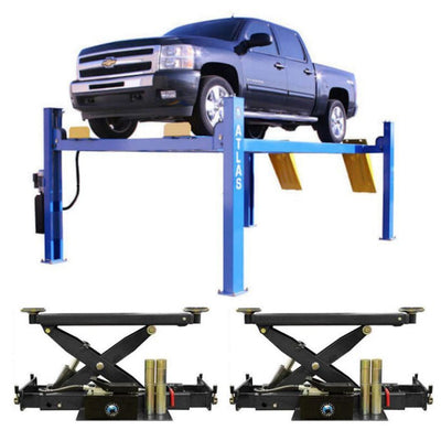 Atlas 414 Four Post Lift + RJ8 Rolling Jacks Combo