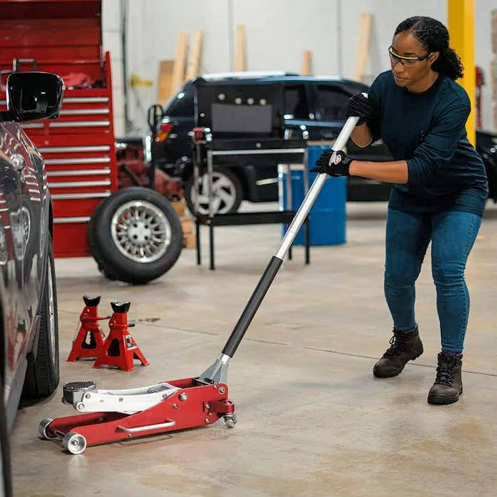AFF 208 2-Ton Aluminum Service Jack In Use